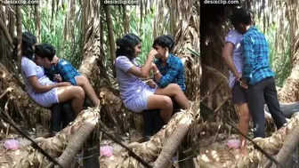 Desi young lovers fucking jungle secretly record
